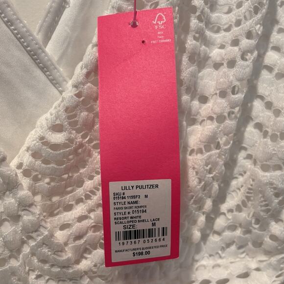 Lilly Pulitzer Resort White Parigi Skort Scalloped Hem Romper Medium NWT - Picture 8 of 8
